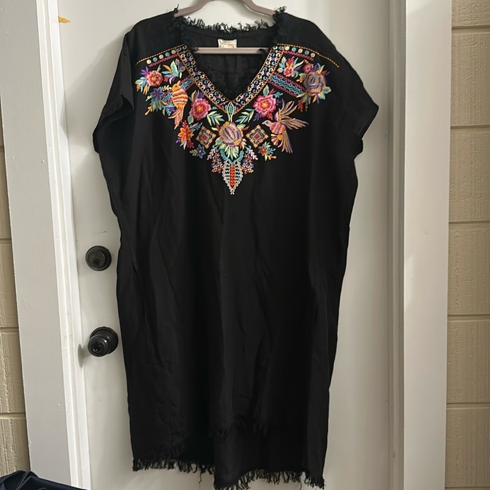 Layerz Clothing Dress Sz 3XL Black Lined Embroidered Boho black